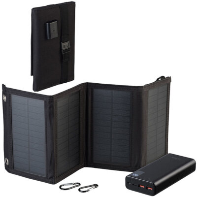 revolt USB-Powerbank mit 10-Watt-Falt-Solarpanel, 20.000 mAh, USB-C PD, 20 W