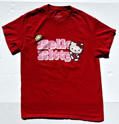Hello Kitty Red T-Shirt Sanrio 100% Cotton Graphic Apparel Women's Medium EUC!