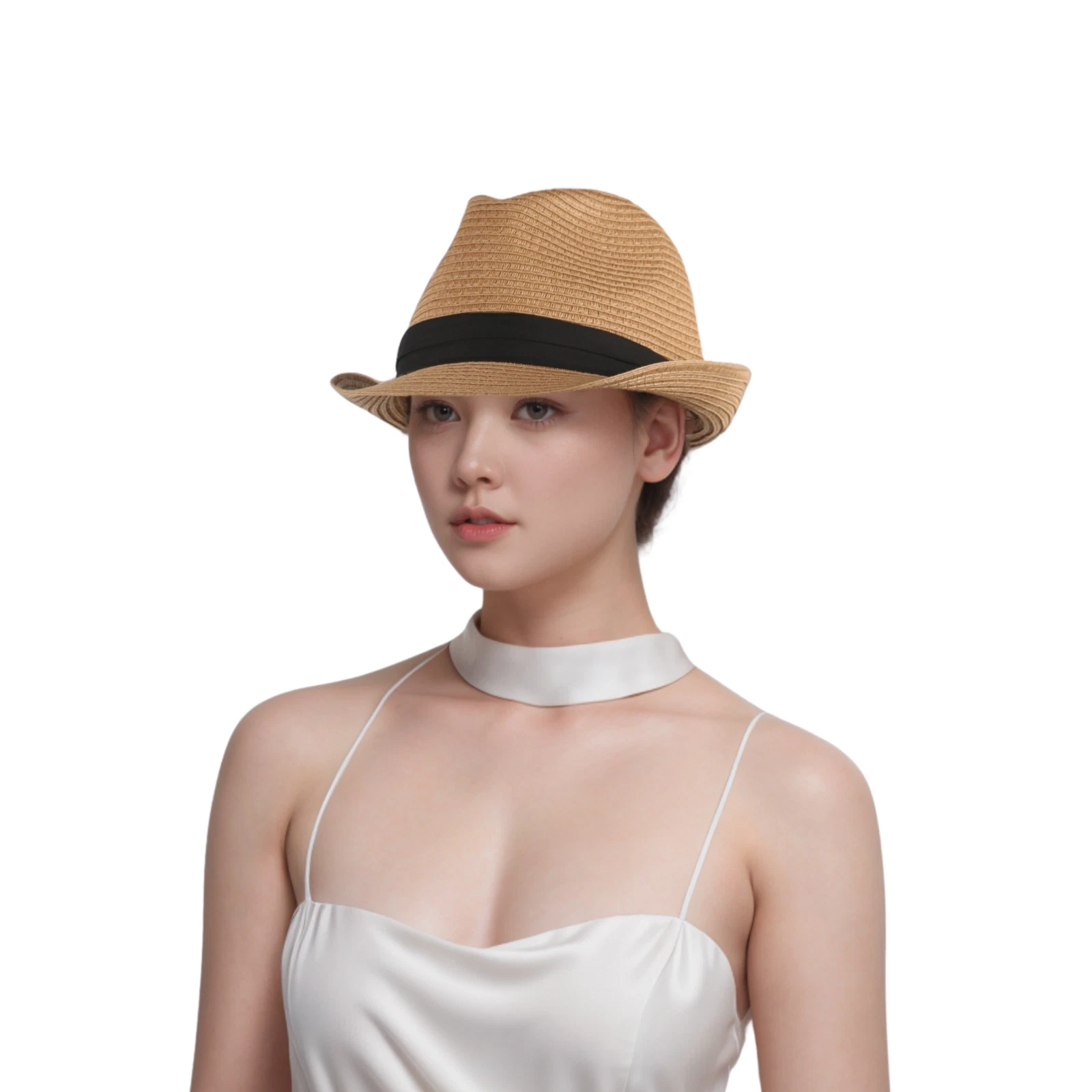 Panama Style Straw Fedora Hat – Unisex Summer Sun Hat for Beach or Travel
