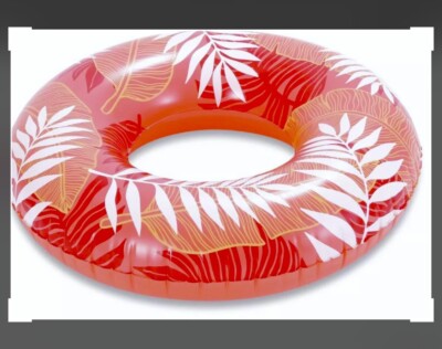 Play day tropical Swimming Ring float tube 31 x8.5  Ages 9+ Peach 2ft 7  Wide,