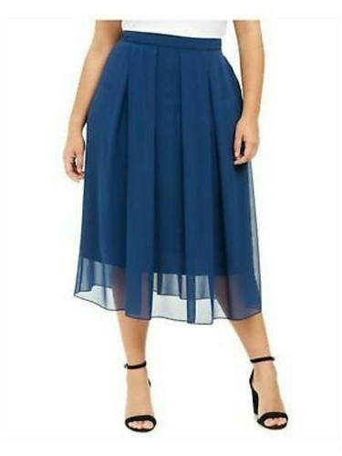 Anne Klein Midi Pleated Evening Skirt 3X Blue - 第 1/5 張圖片