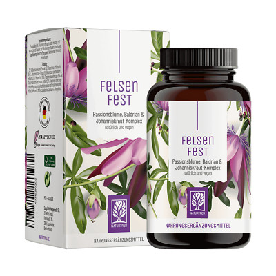 Felsenfest Johanniskraut Baldrian Passionsblume Kapseln Folsäure B12 NATURTREU 