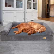 Elevated Orthopedic Dog Bed Pet Sofa w/ Headrest Washable Cover for Large Dogs