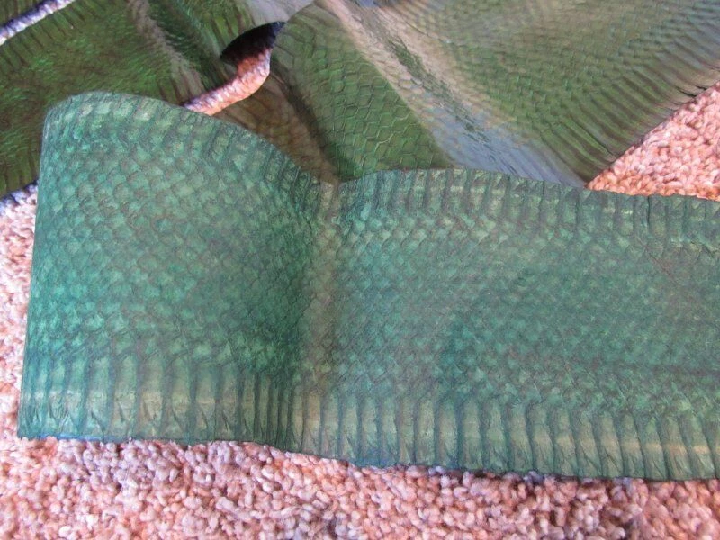 Vintage Emerald Green Snakeskin Hide 39 long x 2.5 - 4.75 wide 3  available | eBay