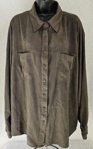 St John's Bay Womens Shirt Top Blouse Size 24W Button Down Long Sleeve Sueded - Picture 13 of 24
