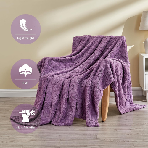 Throw Blankets with Heart Checkered,Soft Warm Blankets for Lover Mom Father Gift - Picture 2 of 12