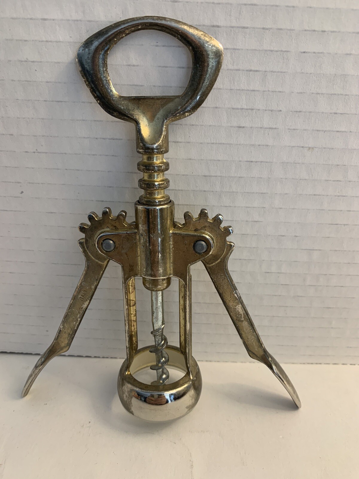 Vintage Antique Brass Wine Bottle Opener Italian Corkscrew Italy eBay