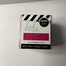 NIB Heidi Swapp Decorative Magenta Pink Glitter Tape 2" wide x 9 ft Ribbon Washi