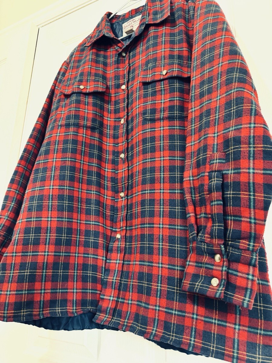 VTG Wrangler Flannel Shacket Mens Size L Red Plaid Shirt VTG Wrangler Flannel Shacket Mens Size L Red Plaid Shirt