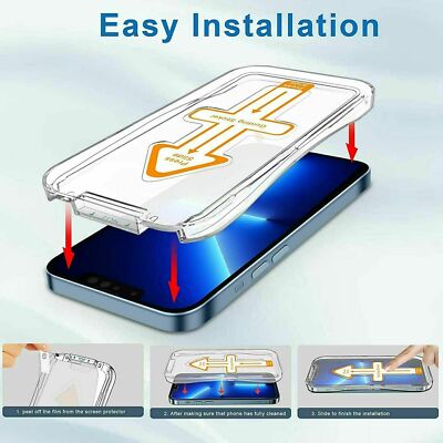 US 2/4 Pack For iPhone 13 / 13 Pro Glass Screen Protector w/ Auto-Alignment Kit