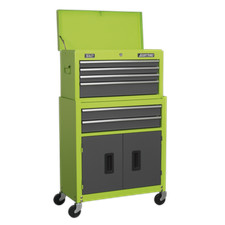 Image of Topchest & Rollcab Combination 6 Drawer with Ball-Bearing Slides - Hi-Vis Green/