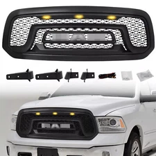 Grill For 2013-2018 Dodge Ram 1500 Front Grille Upper Bumper Mesh + Letters LED