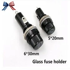 Panel Mount Screw Cap Fuse Holder Case Glass Tube Fuses 5x20mm 6*30mm 5/10Pcs