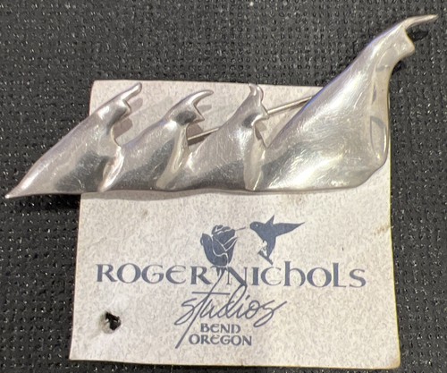 Roger Nichols Quails Sterling Pin. Weighs 15 Grams - Picture 4 of 5