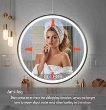 Mirror with Lights, Anti Fog, 28 Inch Round, Bathroom, Vanity LED