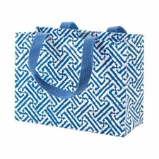 Caspari Small Gift Bag, Fretwork In Blue (10024B1)