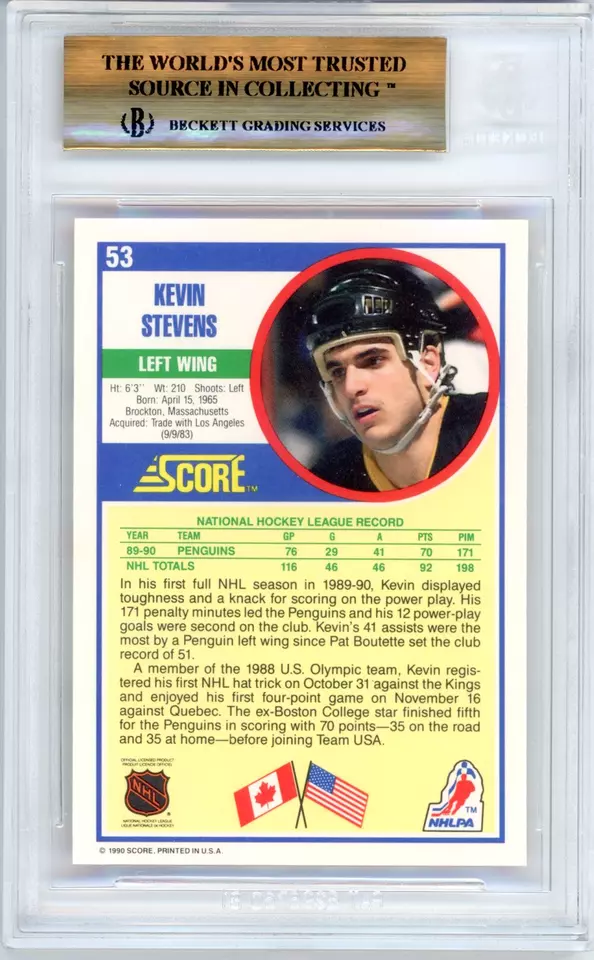 Kevin Stevens RC BGS 9.5: 1990-91 Score Rookie Card Gisto #53 POP 3 - Image 2 of 4