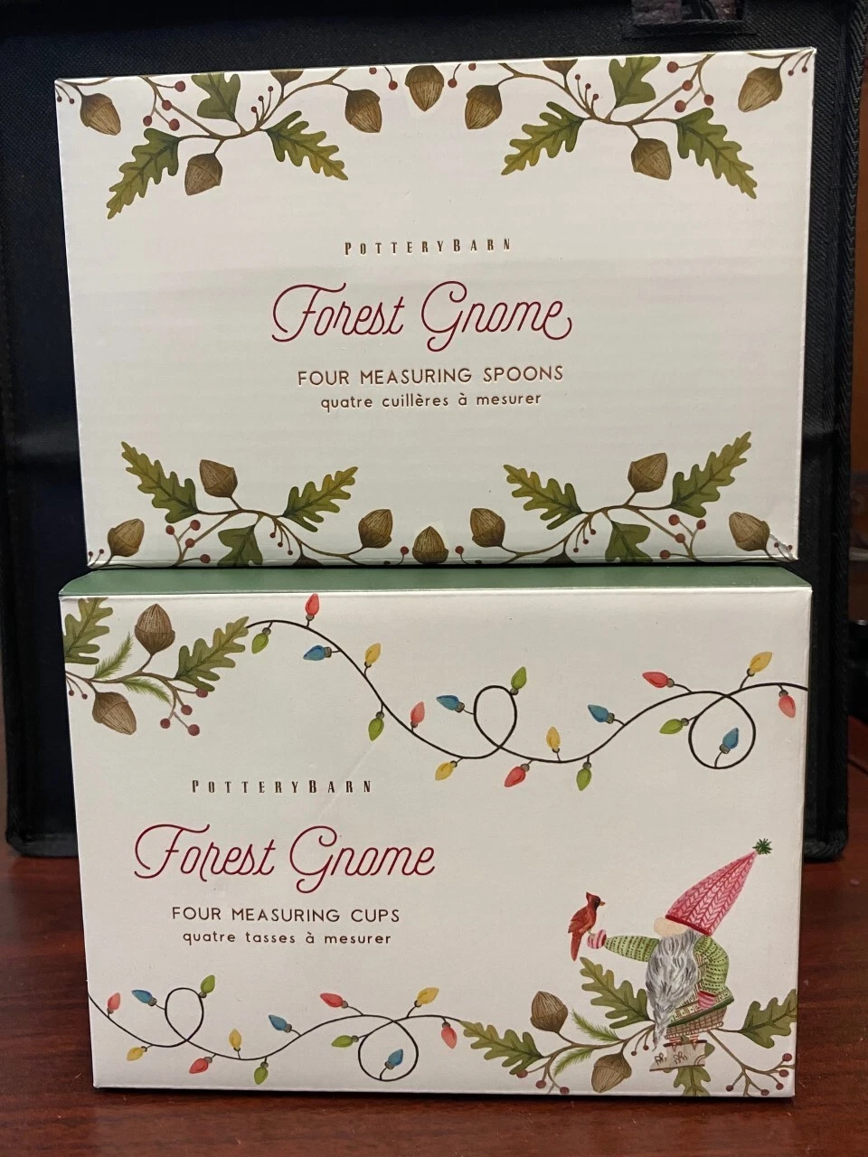 New Pottery Barn 1 Set Each Forest Gnome Stoneware Measuring Cups & Spoons NIB