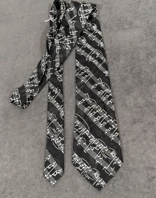 Steven Harris Handmade Music Notes Necktie Black White Sheet Music Tie Teacher - Image 1 of 4