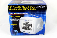 Jensen 5.5" Portable Black White CRT TV with AM/FM Radio J56-BWR Works