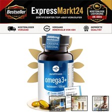Purefitness Omega 3 Kapseln hochdosiert | 2000mg Fischöl | 120 Softgels