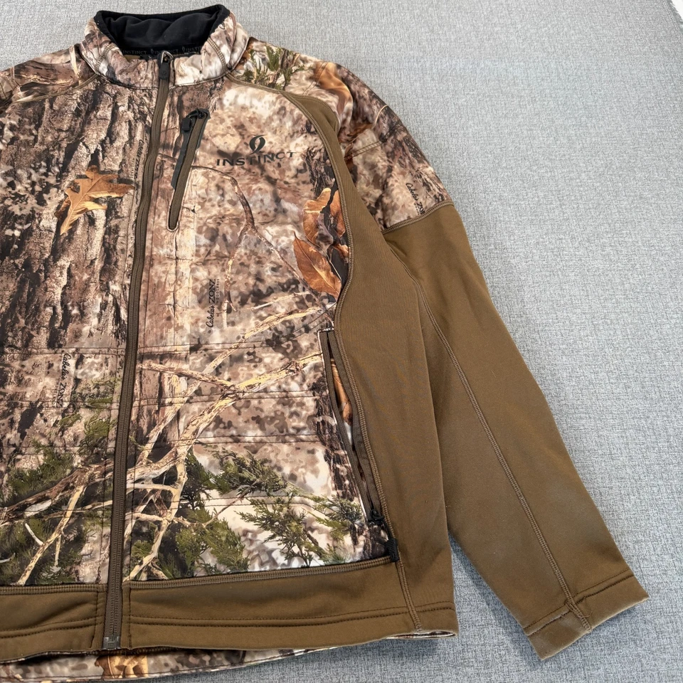 Cabelas Instinct Jacket Medium Brown Camo Woodlands Full Zip Thermal Hunting - Image 3 of 4