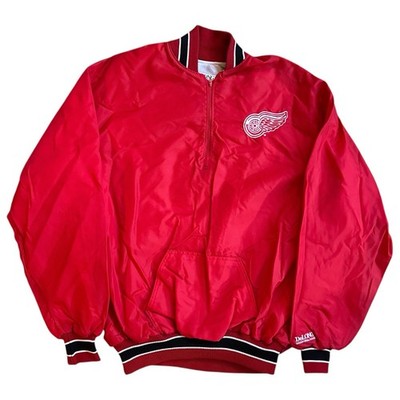 Vintage Detroit Red Wings Delong Pullover Windbreaker Jacket Mens Sz 2XL 1/4 Zip