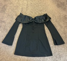 SHEIN Black Bow Off Shoulder Mini Dress Body Con Size L 8 10