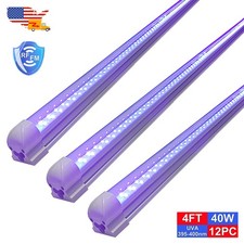 4FT 40W UV LED Black Light Bar 12 Pack for DJ Party Club Glow in the Dark D cor
