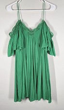 ALICE + OLIVIA Womens Kelly Green Pleated Cold Shoulder Dress Lace Trim XS