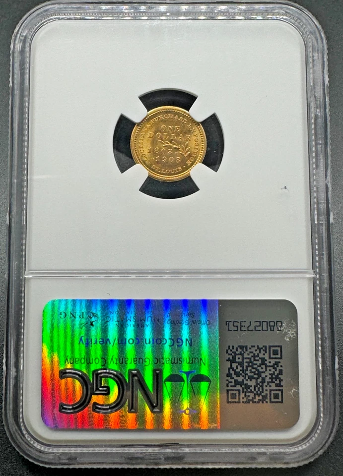 1903 McKINLEY LOUISIANA PURCHASE COMMEMORATIVE GOLD DOLLAR NGC MS67 09XEGA25 - Image 3 of 4