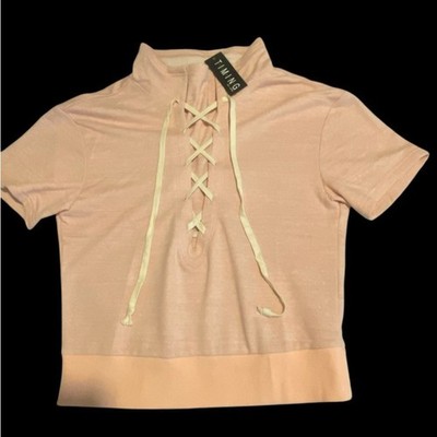Juniors | Juniors tops | Buckle Blush Pink Lace-Up Jersey knit Top size L