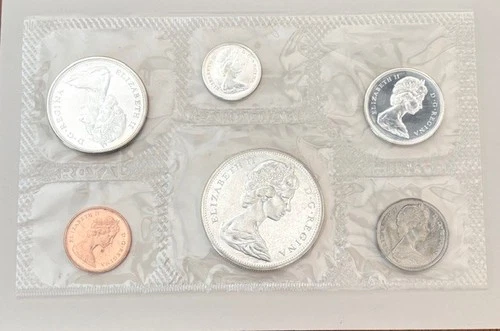 1965 Canada Coin Set, Uncirculated. Royal Canadian Mint.  Ex Condition 6 coins