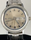 Vintage Mens Silver Tone Timex Mechanical Wristwatch RUNS AND STOPS HB