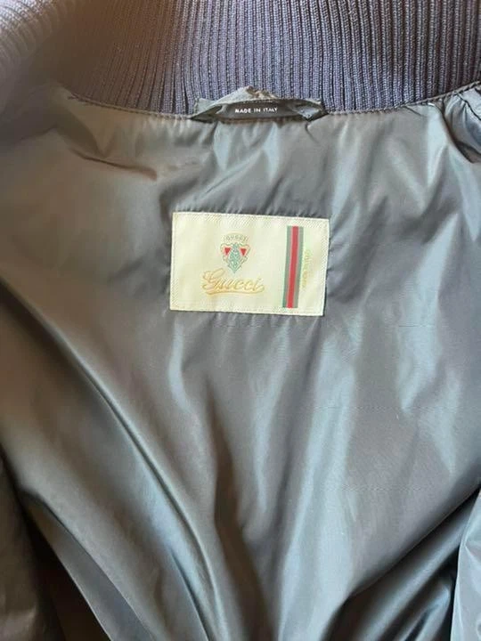 Gucci Stadium Giacca Nylon Pelle Uomo Blu Taglia 48 Usatoo