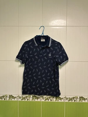 Fred Perry x Drakes Blue  Paisley Print Twin Tipped Polo Shirt Size M - Image 1 of 4
