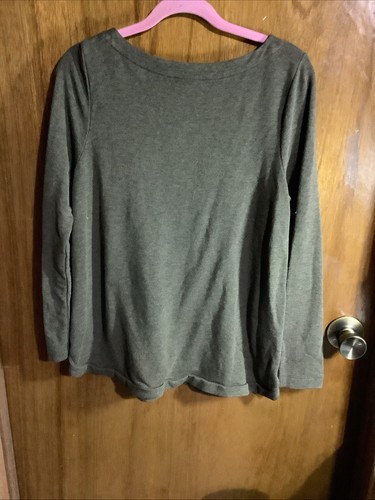 J Jill Small Wood Green Long Sleeve Tunic Buttons Up Each Side Decoration - Picture 11 of 13