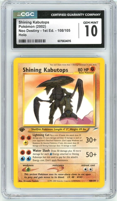 Pokemon Shining Kabutops #108 Neo Destiny 1st Edition Holo CGC 10 Gem Mint