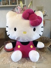 Hello Kitty Plush Backpack 14” Pink Overalls Adorable Sanrio Stuffed Toy Bag