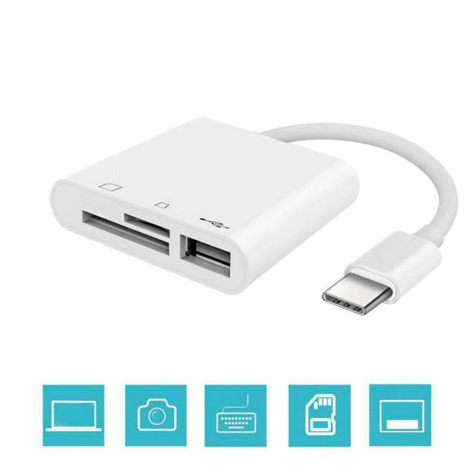 3-Port USB Type C to Card Reader Adapter SD Card Reader For MacBook Pro Laptop k