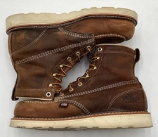 Thorogood 814-4203 Men's 6" Leather Moc Soft Toe Work Boots Brown Size 9.5 EE