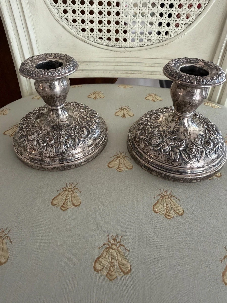 纯银后1940 古董银烛台| eBay