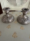 Pair of Vintage S. Kirk & Son REPOUSSE Sterling Silver Candleholders