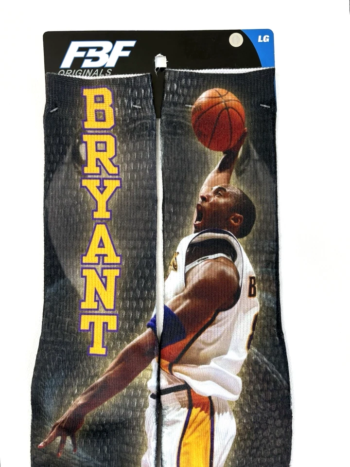 Kobe Byrant Mamba Socks Size Large FBF Originals 24 LA Lakers New Unused on Card - Image 3 of 4