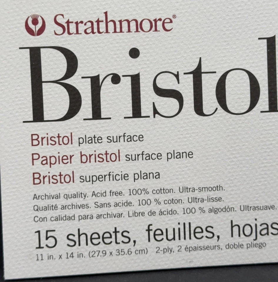 Strathmore 500 Series Bristol Paper Pad 15 Sheets 11”x140 Acid-Free 100% Cotton - Image 2 of 4