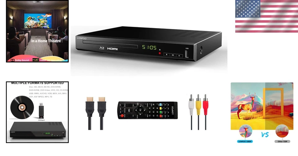 Reproductor Blu-ray Multiformato con Resolución 1080p y Paquete Completo de Accesorios Foto 2 de 4