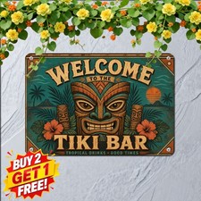 Classic Tiki Bar Tropical Style Tin Sign Beach Party Lounge Metal Wall Decor