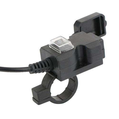 Waterproof Dual USB 12/24V Motorcycle Handlebar Charger Socket w/ Switch &Mounts - Picture 6 of 8