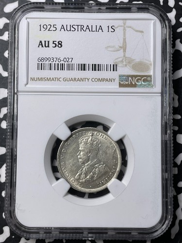 Australia 1925 1 chelín NGC AU58 lote #A9881 plata! - Imagen 1 de 3