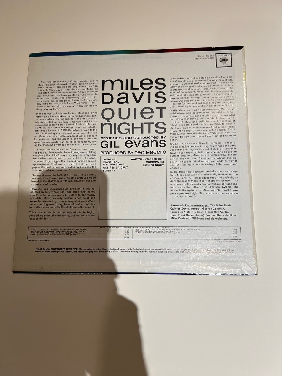 Miles Davis ‎Quiet Nights Columbia CL 2106 Mono 1964 Vinyl Record